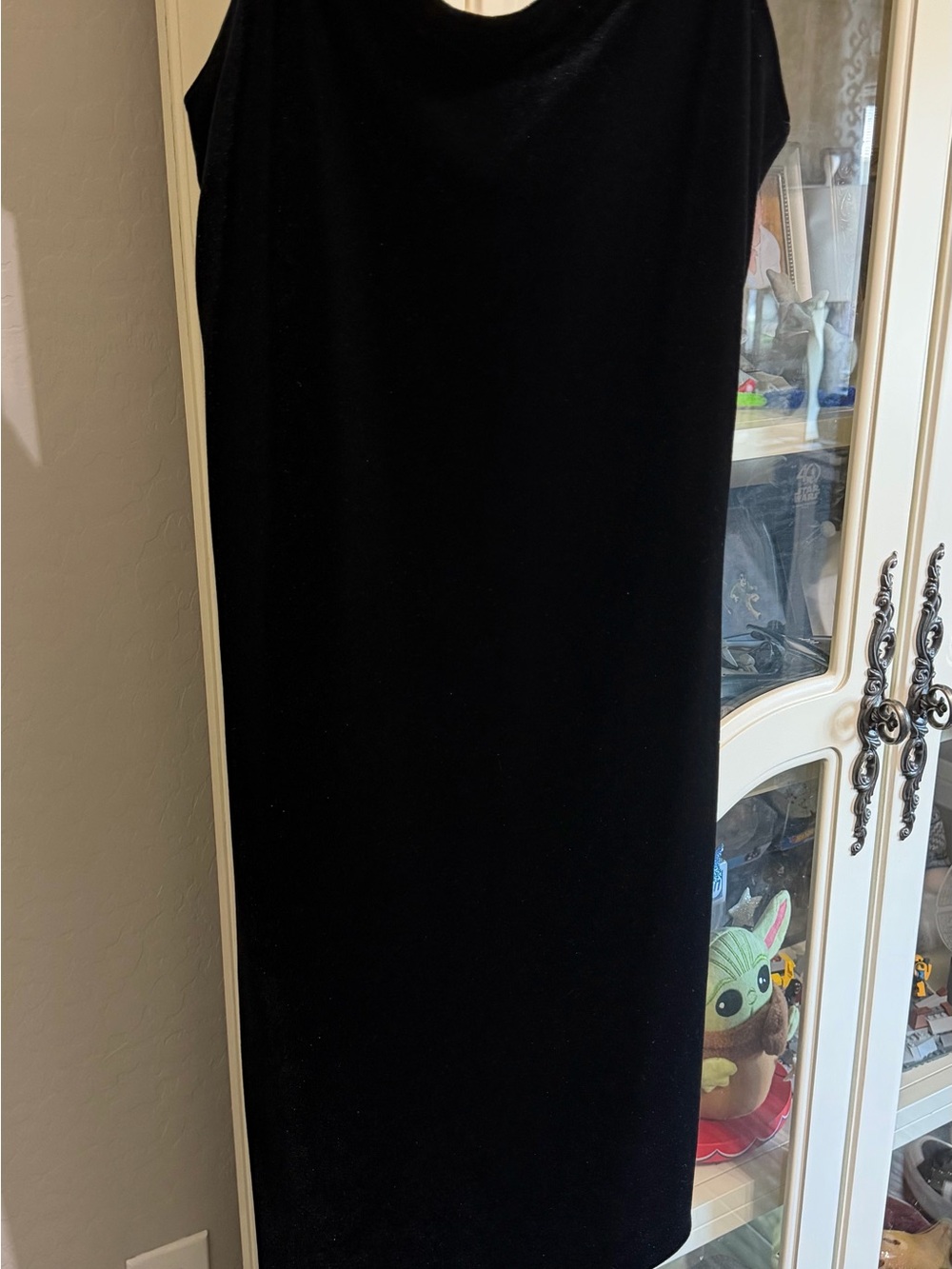 Positive Attitude Black velvet with purple satin spaghetti strap Dress